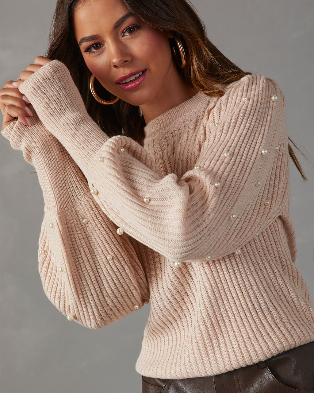 Saira Pearl Embellished Sweater