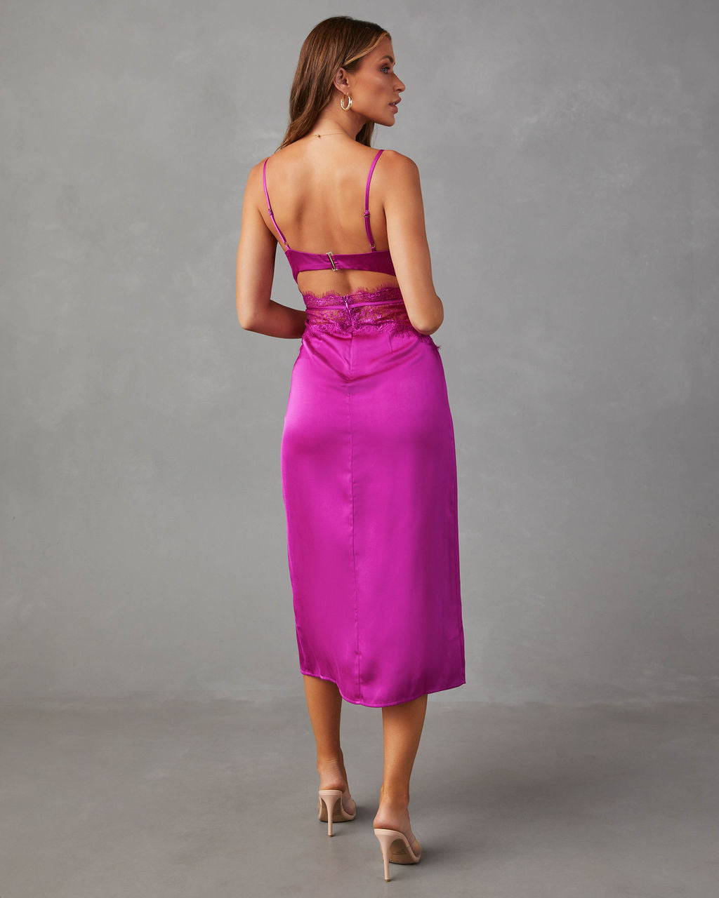 Modern Day Love Satin Lace Cutout Midi Dress – VICI