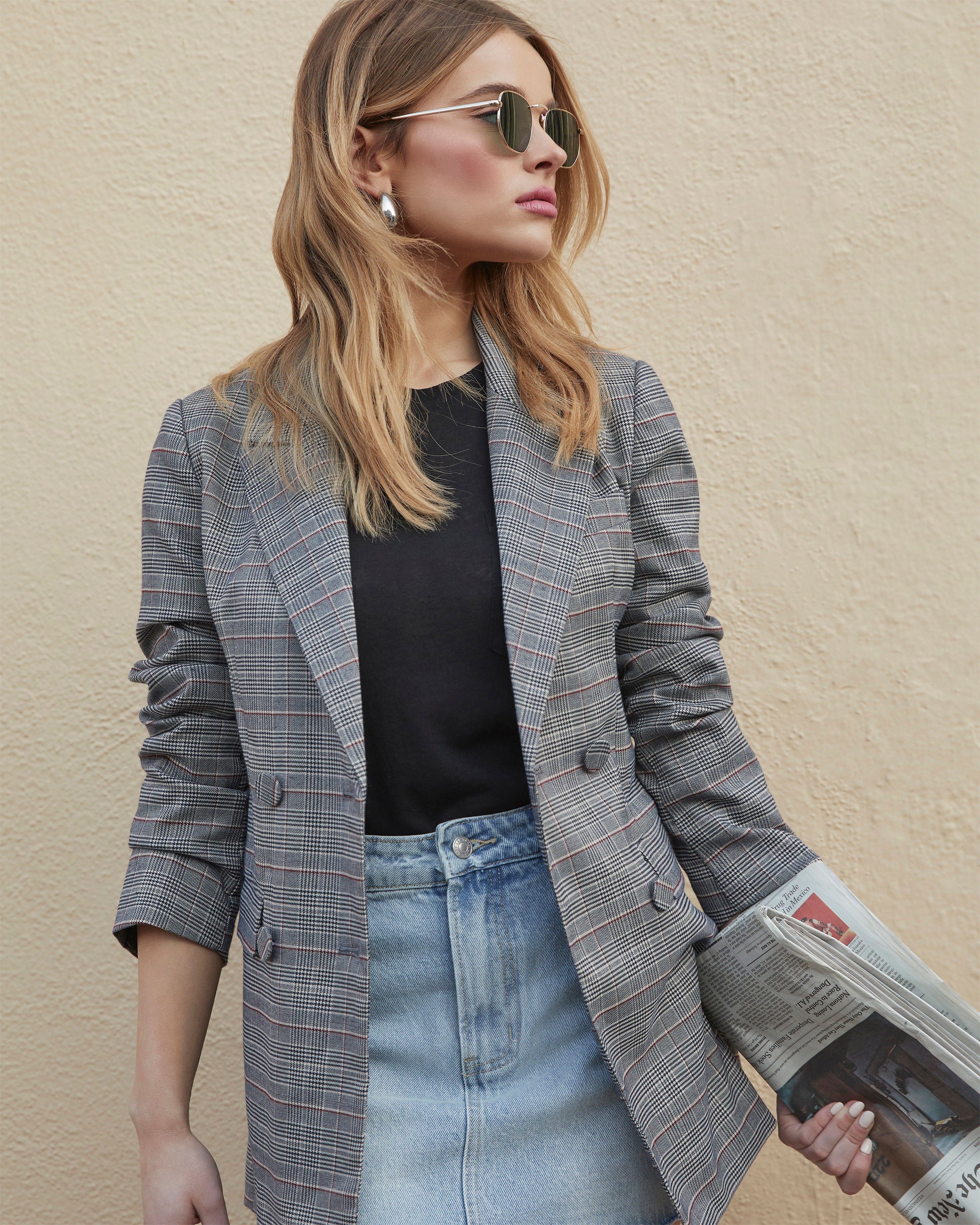 Plaid hotsell blazer oversized