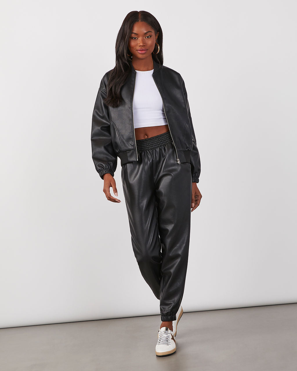 Mariah Coated Faux Leather Bomber Jacket – VICI