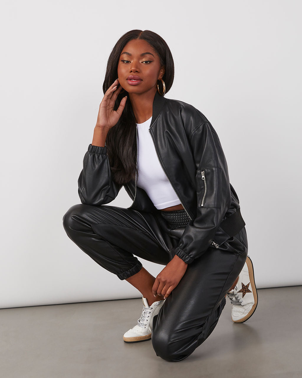 Mariah Coated Faux Leather Bomber Jacket – VICI