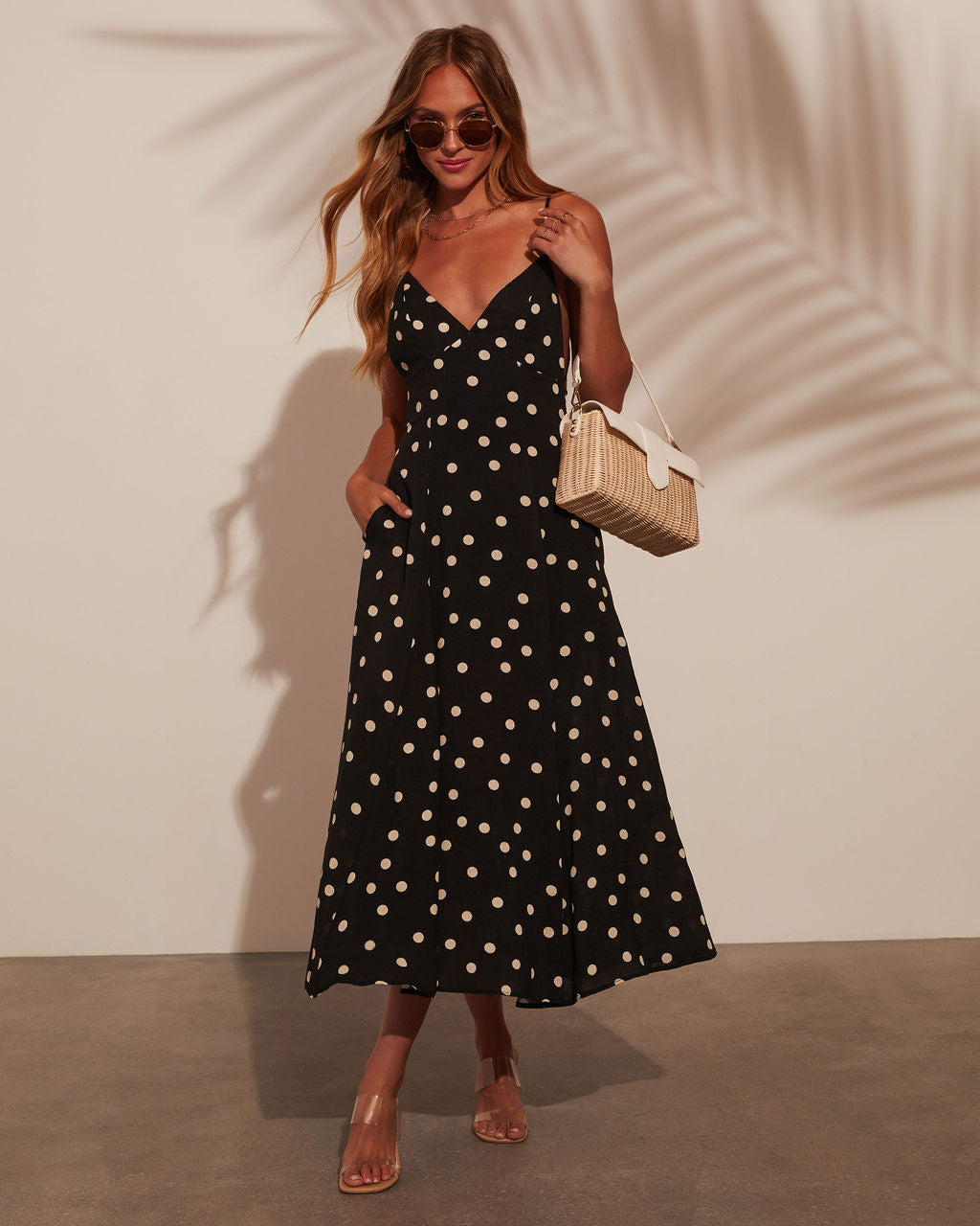 Sicily Polka Dot Pocketed Midi Dress – VICI