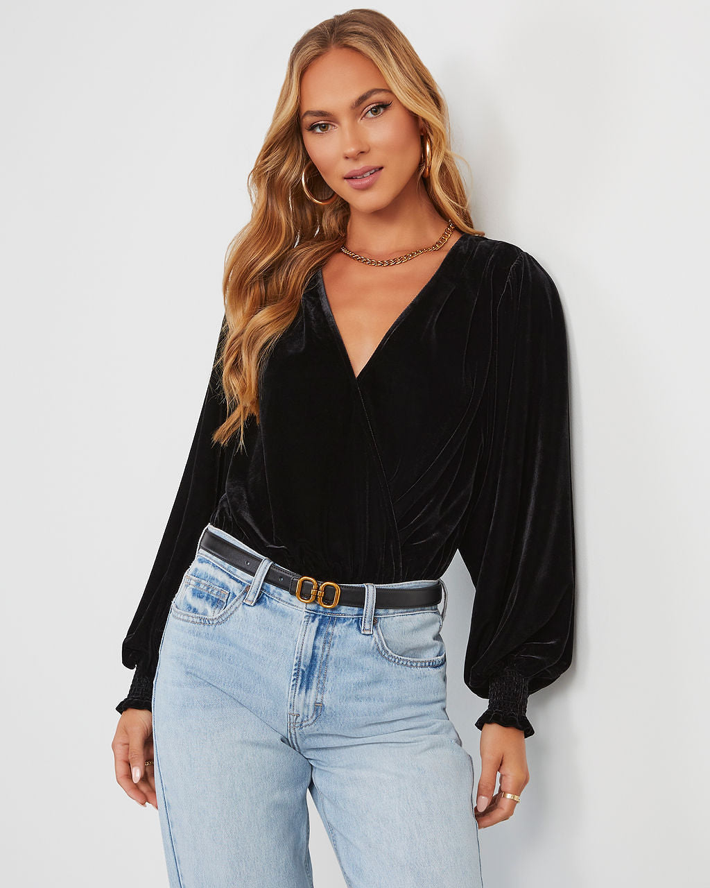 Bevie Velvet Long Sleeve Bodysuit – VICI