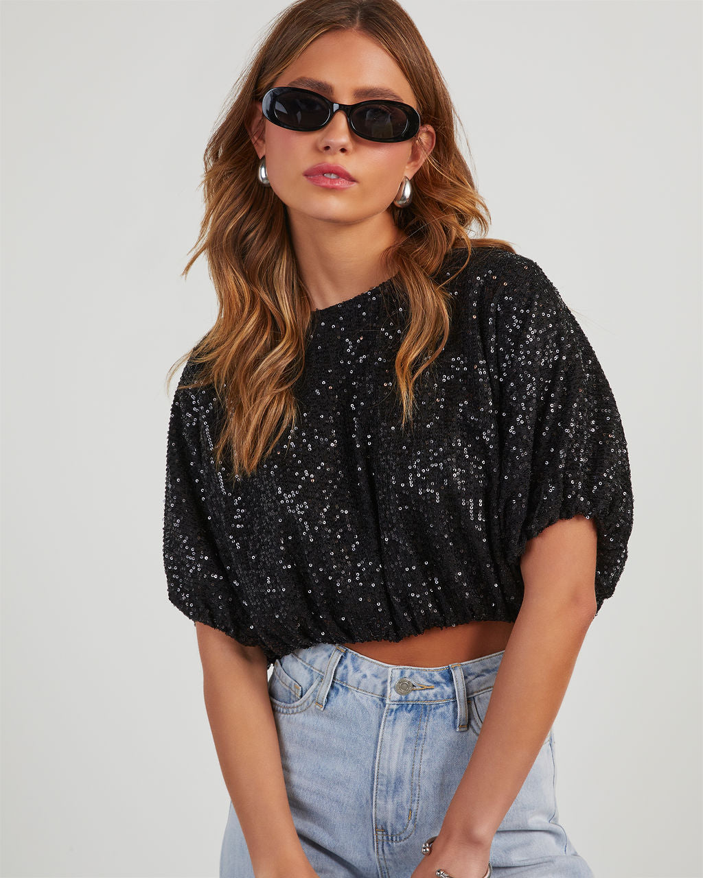 Diva Sequin Bubble Hem Top – VICI