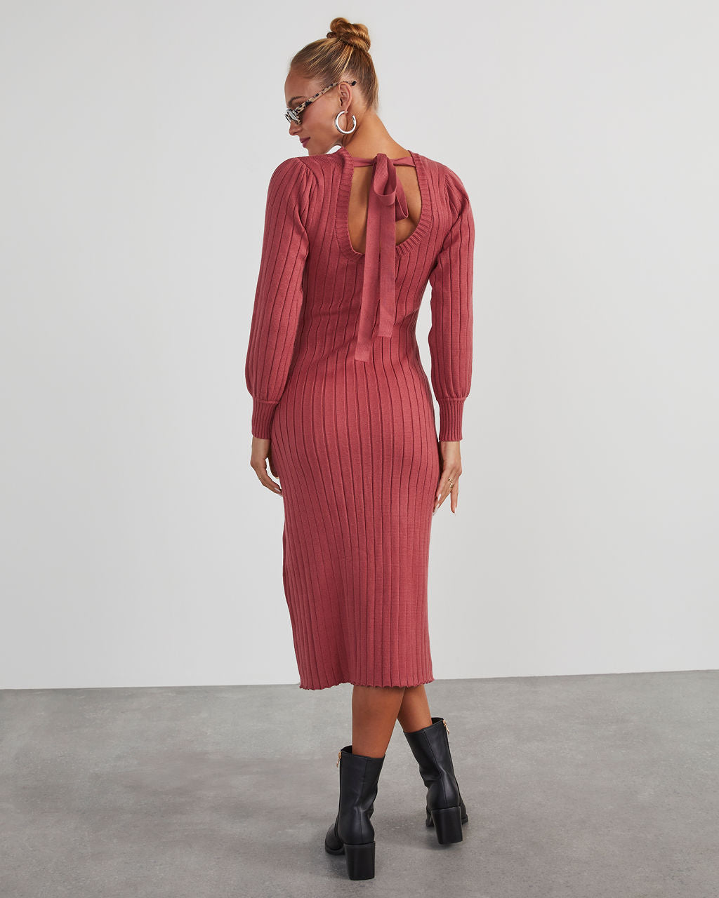 Robin Balloon Sleeve Sweater Midi Dress