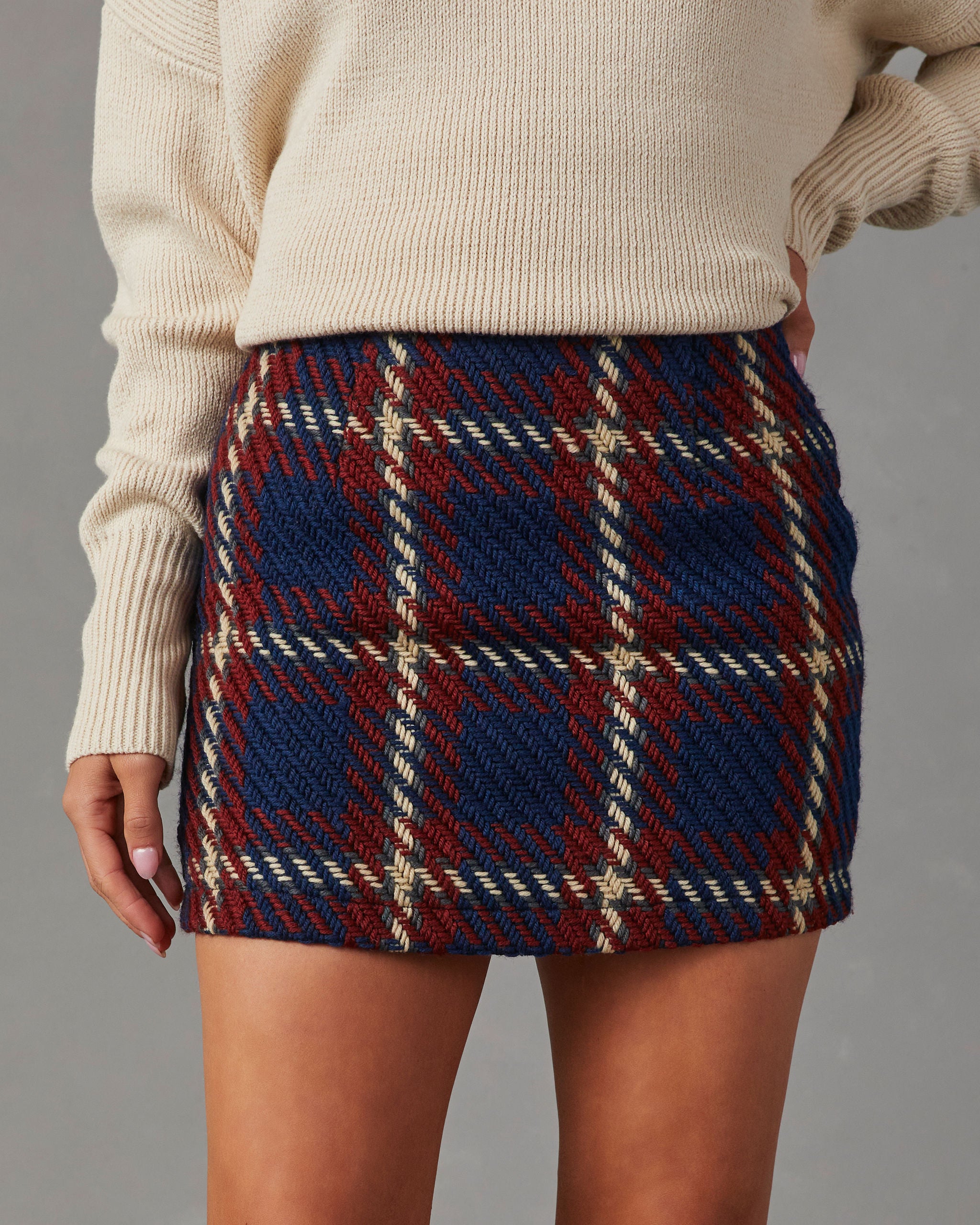 Plaid knit mini skirt sale