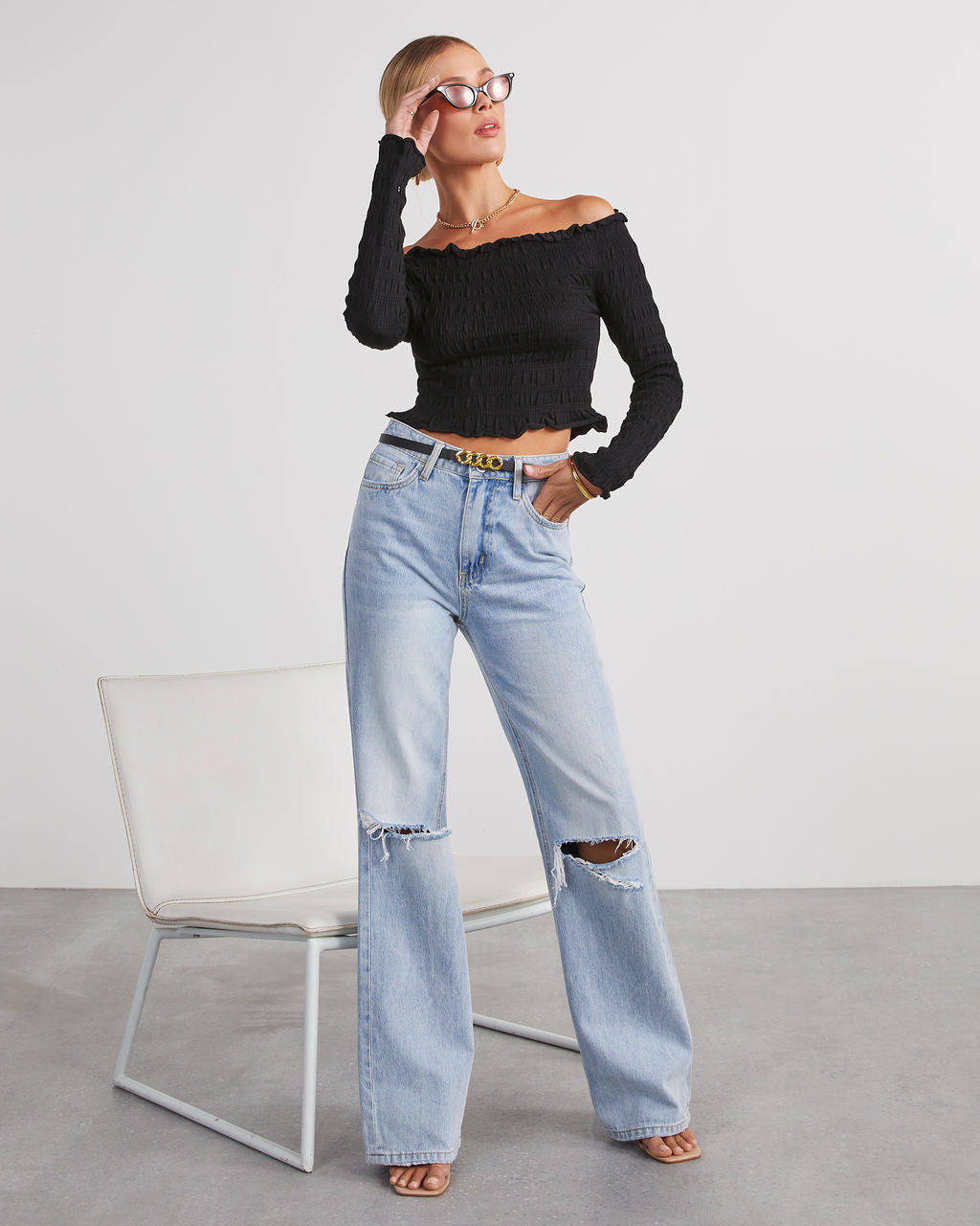 Yes Please Smocked Off The Shoulder Top – VICI