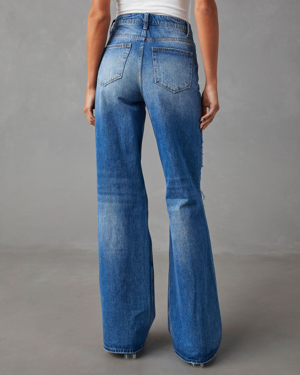 Mandy High Rise Stretch Frayed Wide Leg Jeans – VICI