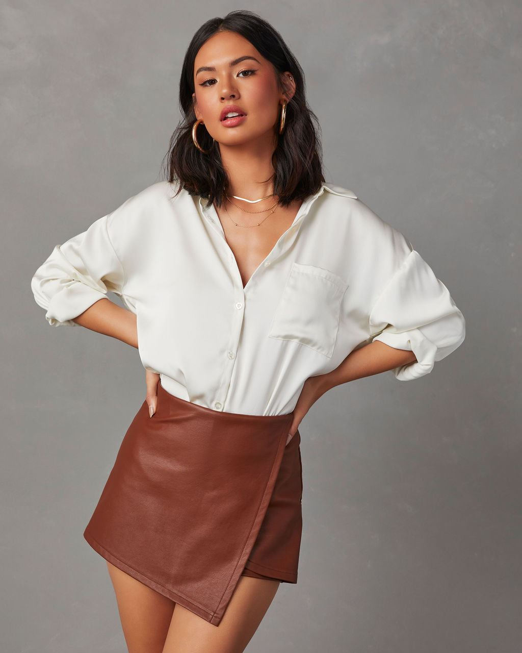 Ameena Faux Leather Skort – VICI