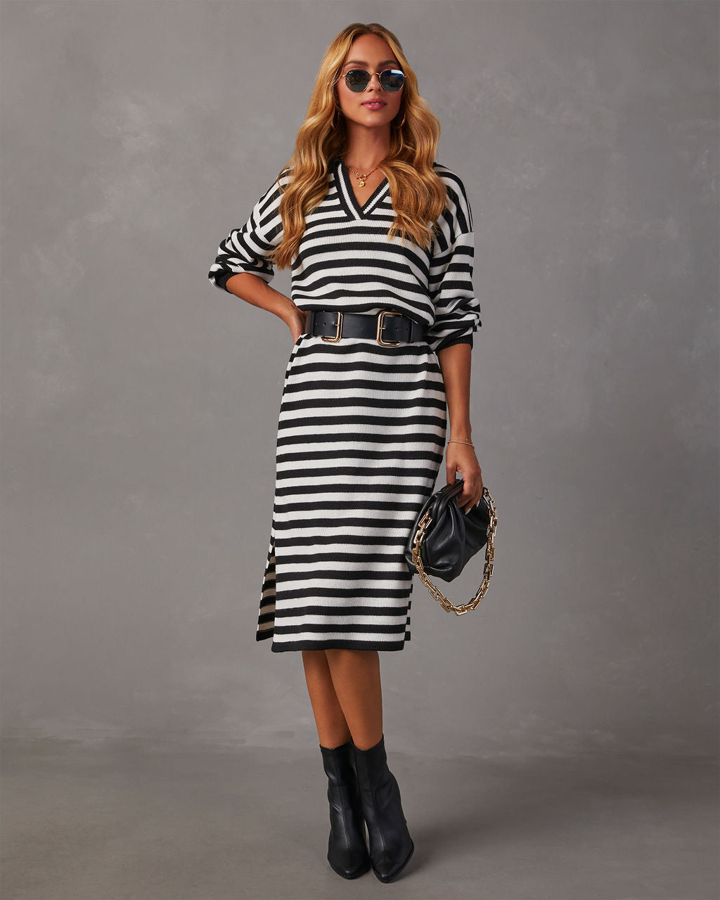 Colleen Lopez Collared Ribbed Knit Dress - 20819671