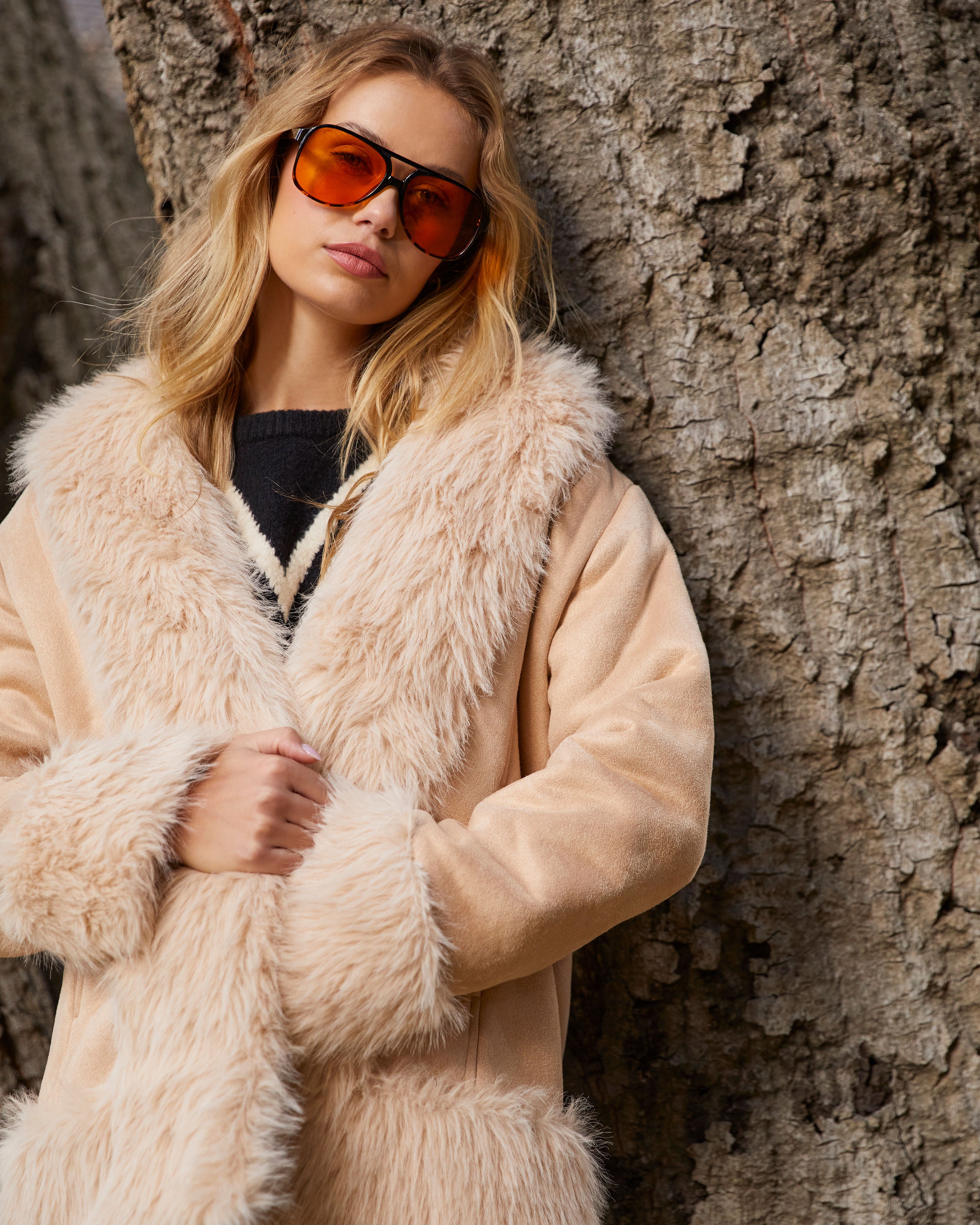 Tan faux clearance fur coat