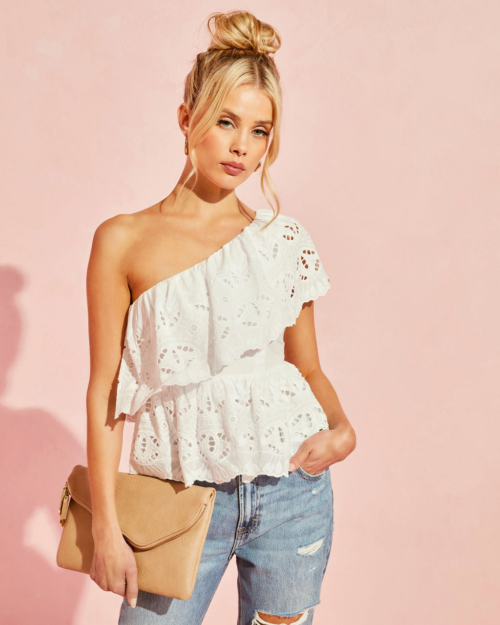 One shoulder cotton discount top