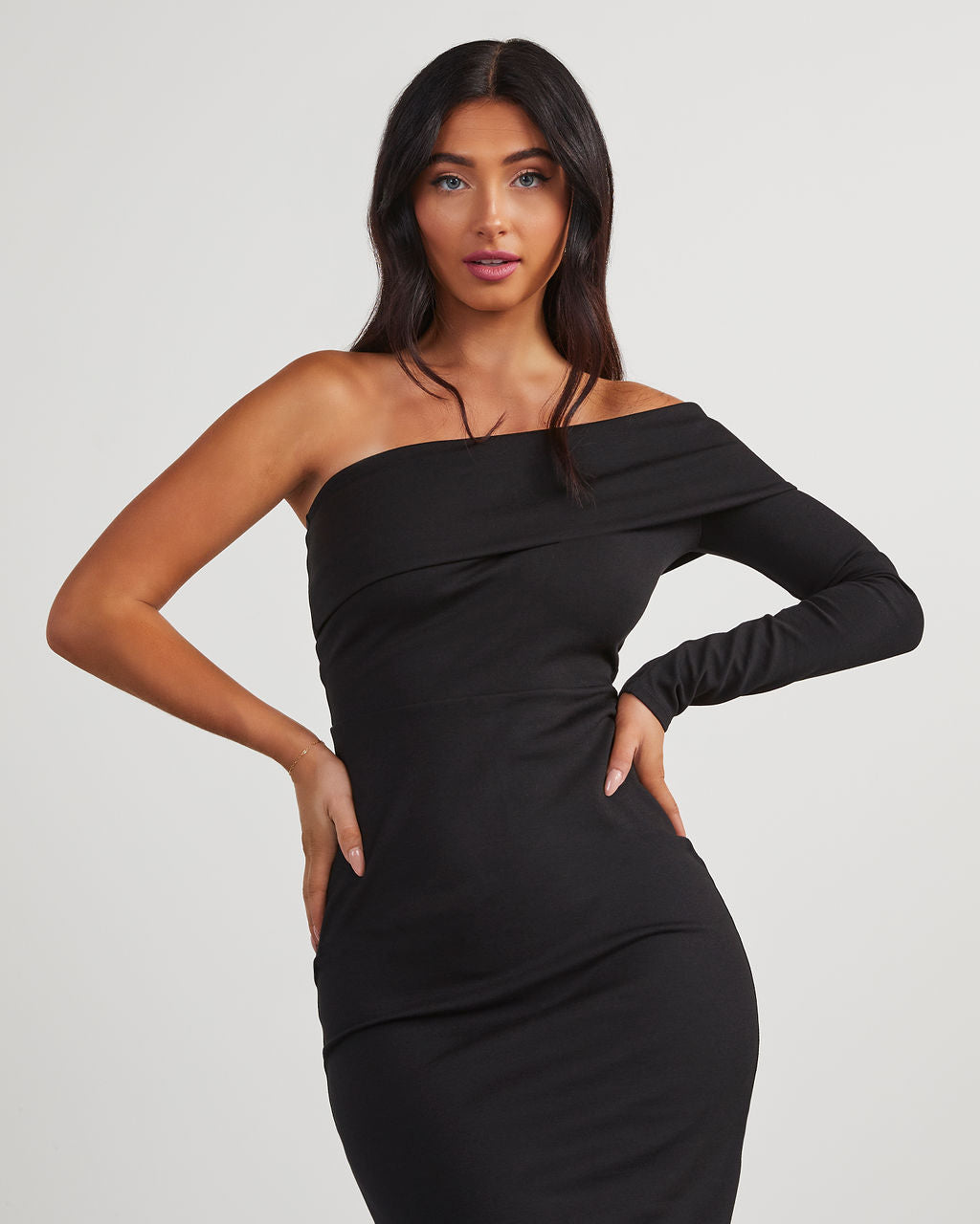 Already Famous One Shoulder Midi Dress – VICI