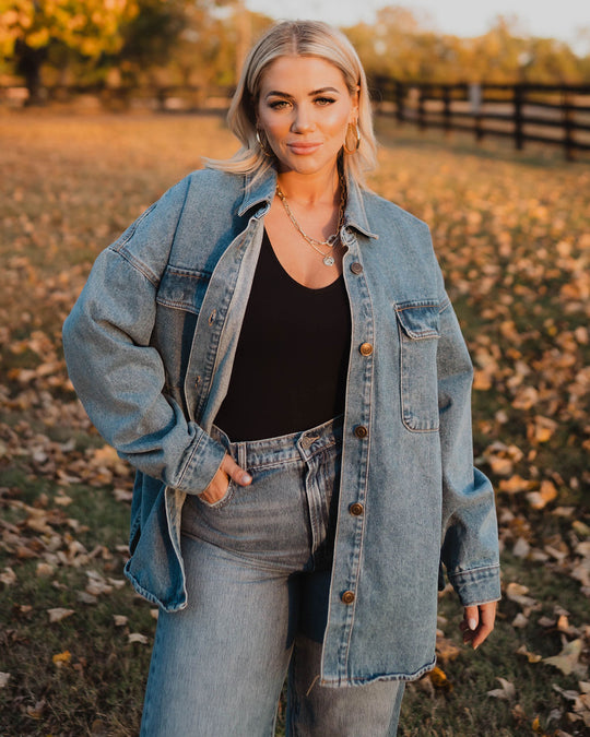 oversized denim button down