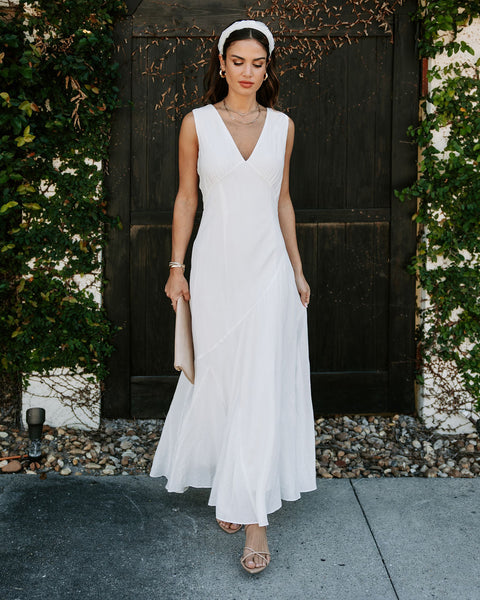 Louis Vuitton 2019 Tulip V-Neck Sleeveless Maxi Silk Dress Off-White