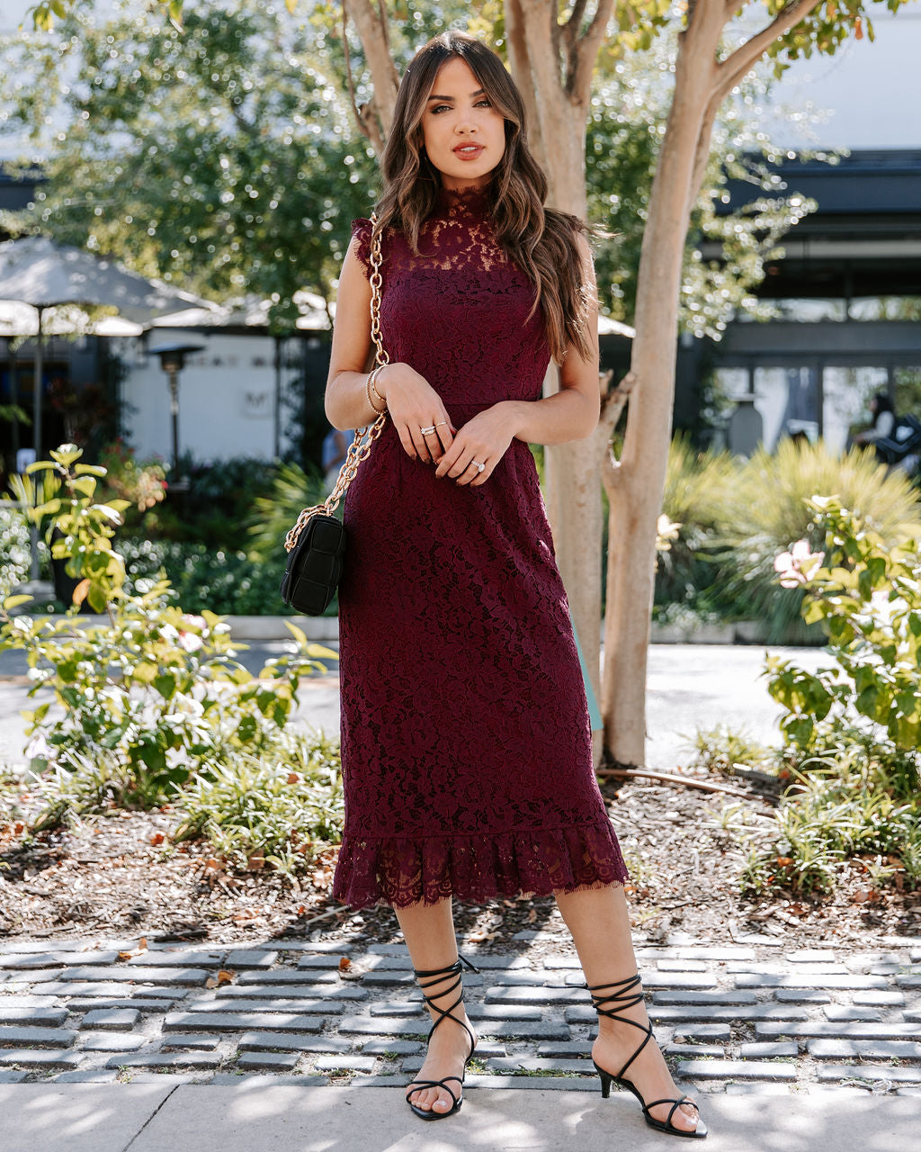 Frances Lace Ruffle Midi Dress – VICI