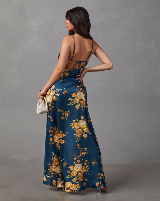 I.Code flower print long dress with adjustable straps