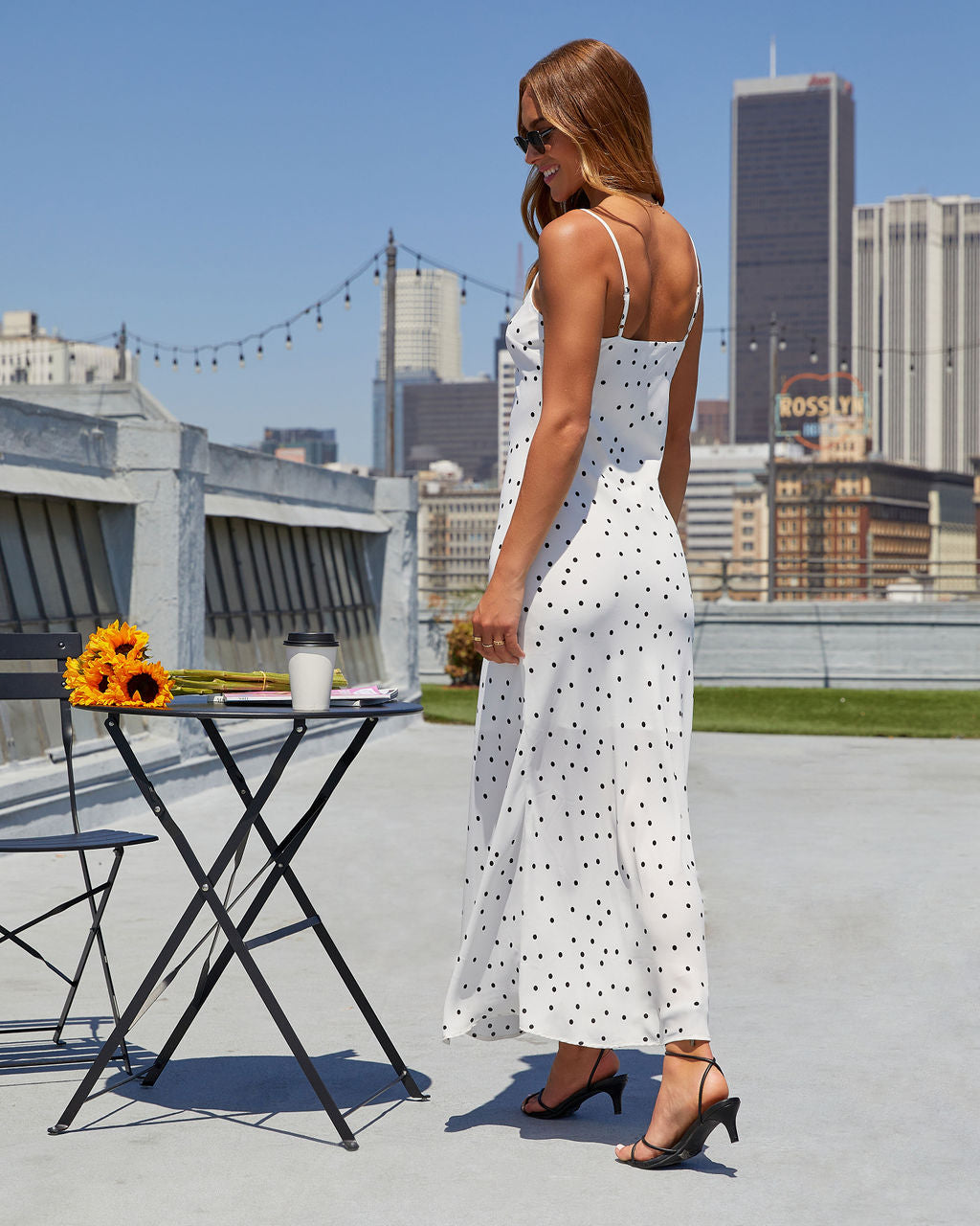 Polka dot slip dress fashion