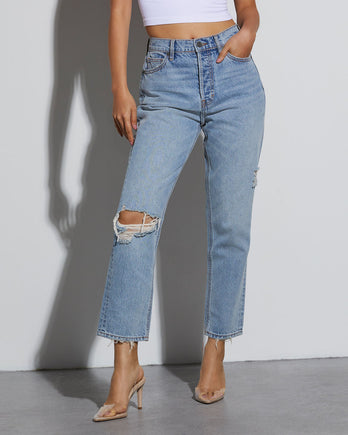 Ryan High Rise Rigid Distressed Straight Jeans – VICI