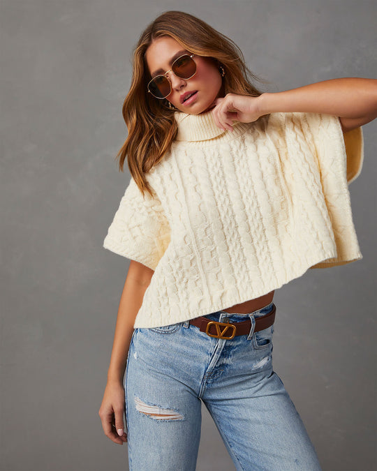 Adalynn Cable Knit Turtleneck Sweater Vest VICI