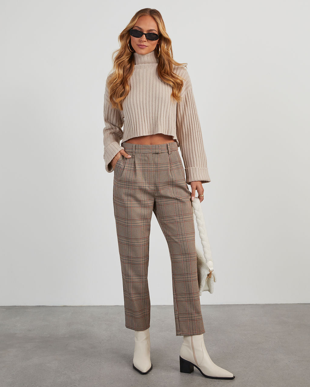 Adena Brown Slim Fit Plaid Pants – BRABION