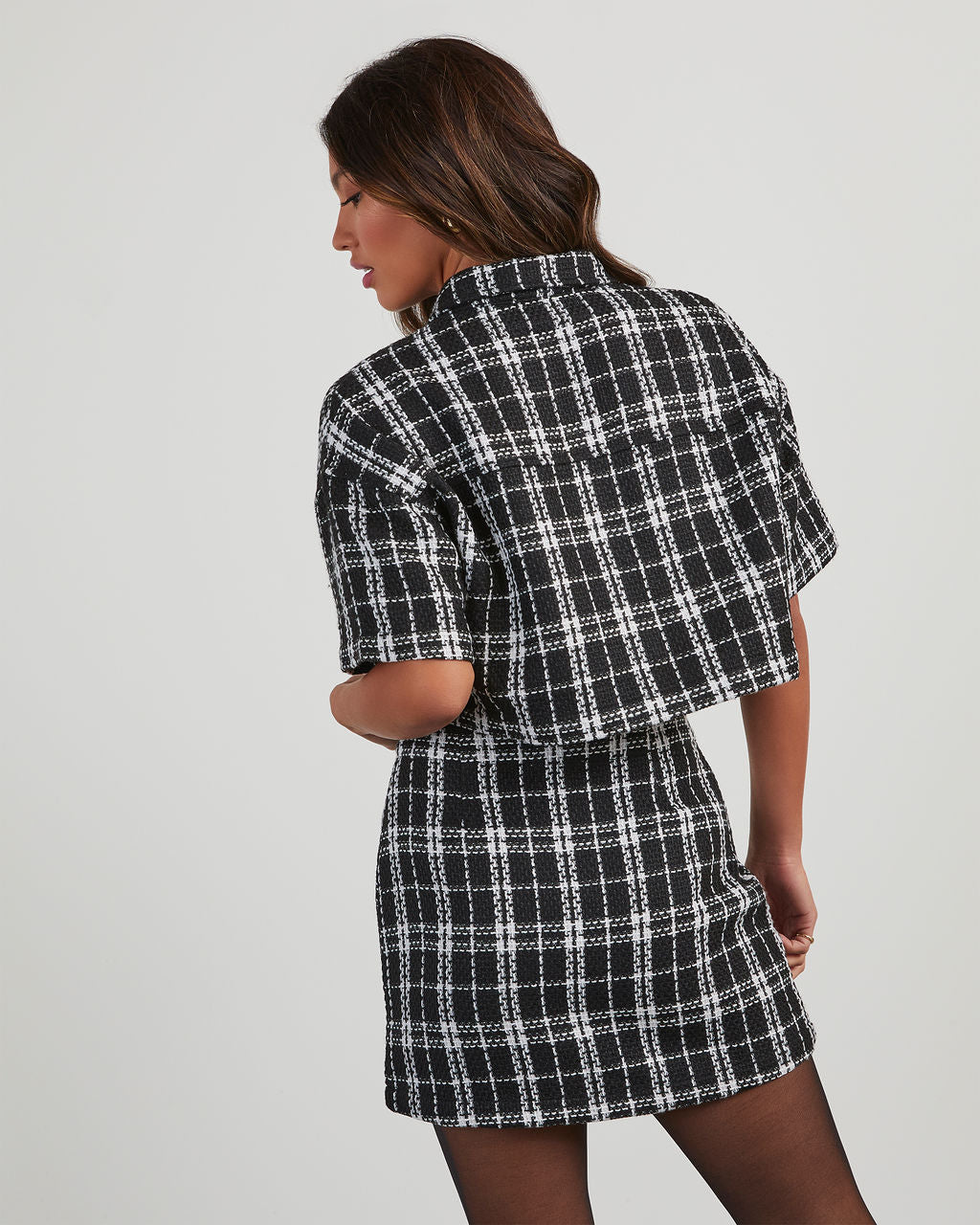 Layla Plaid Cropped Short Sleeve Button Down – VICI