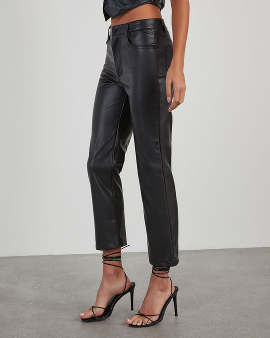 V by Very Faux Leather Kick Flare Trousers - Black