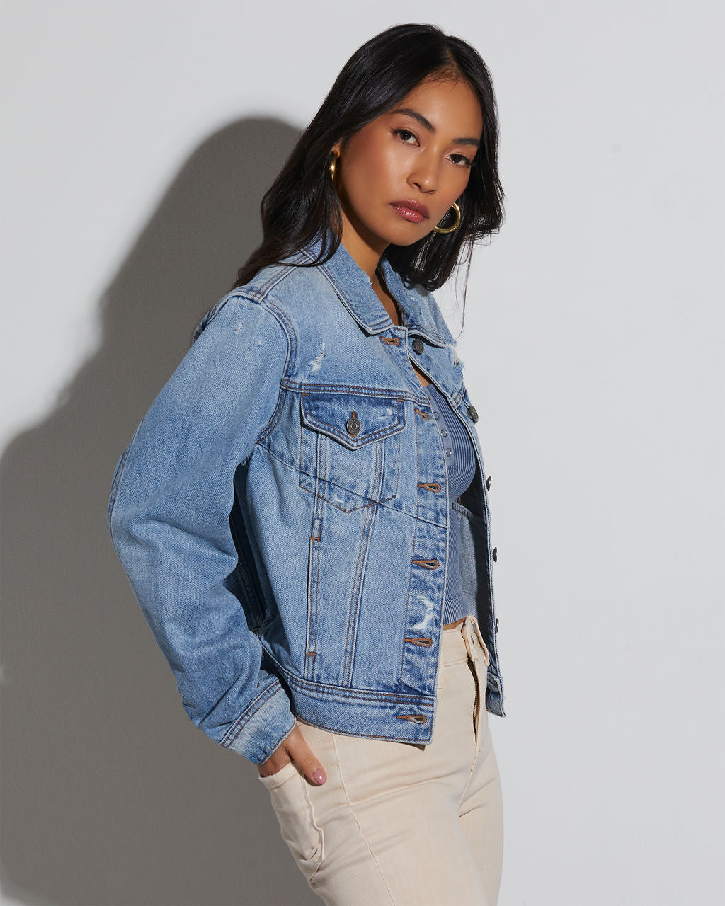 Blue Jean Baby Distressed Denim Jacket – VICI