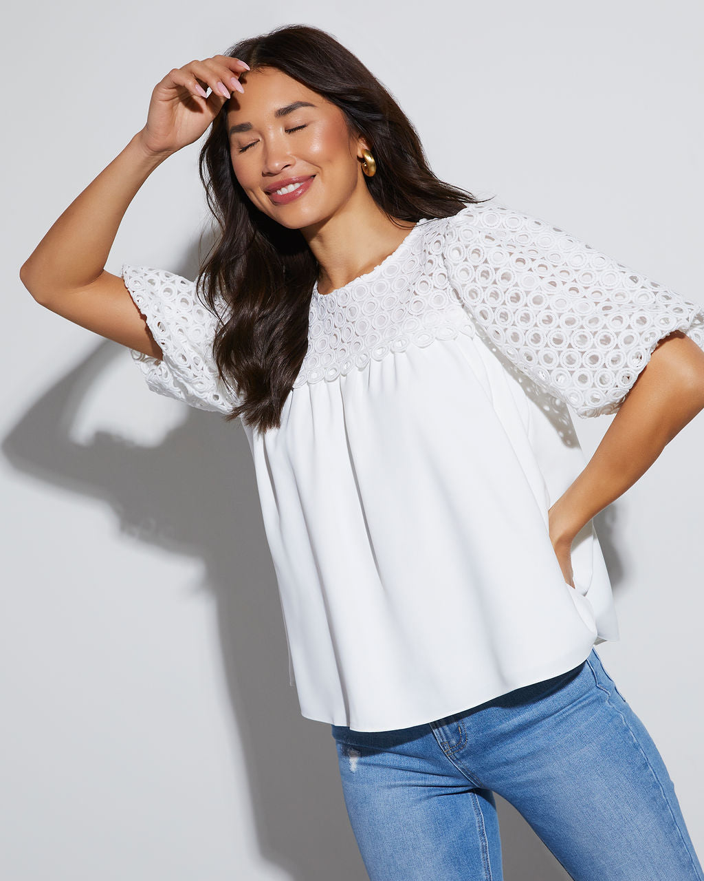 Emily Eyelet Puff Sleeve Blouse – VICI