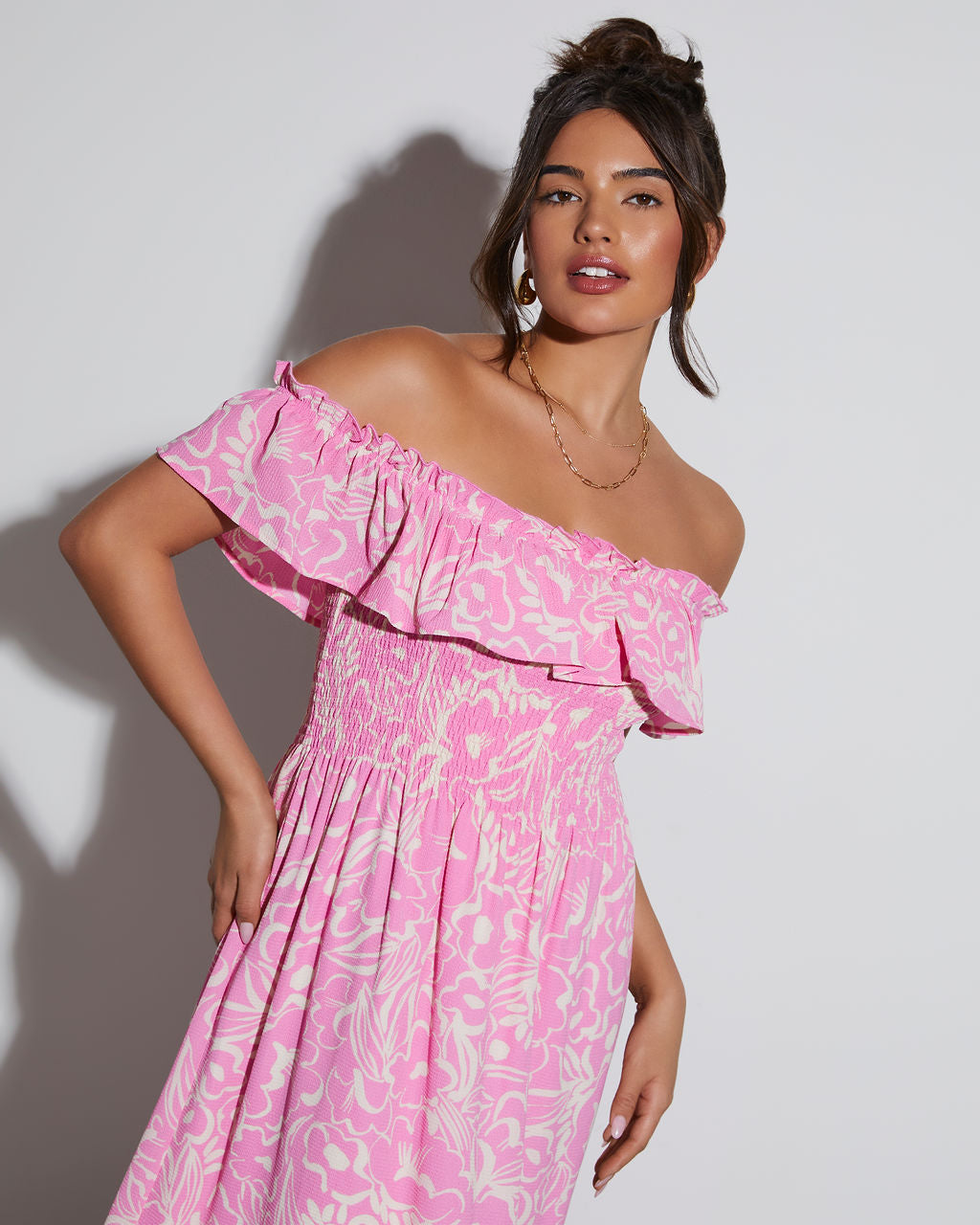 Levana Printed Off The Shoulder Midi Dress – VICI