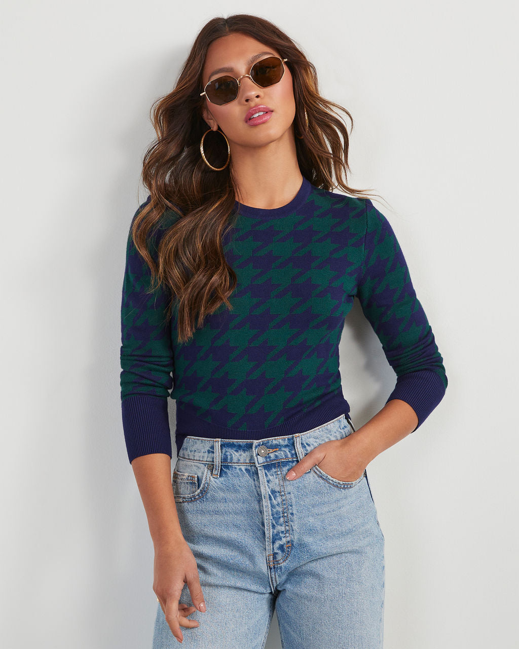 Houndstooth pullover discount