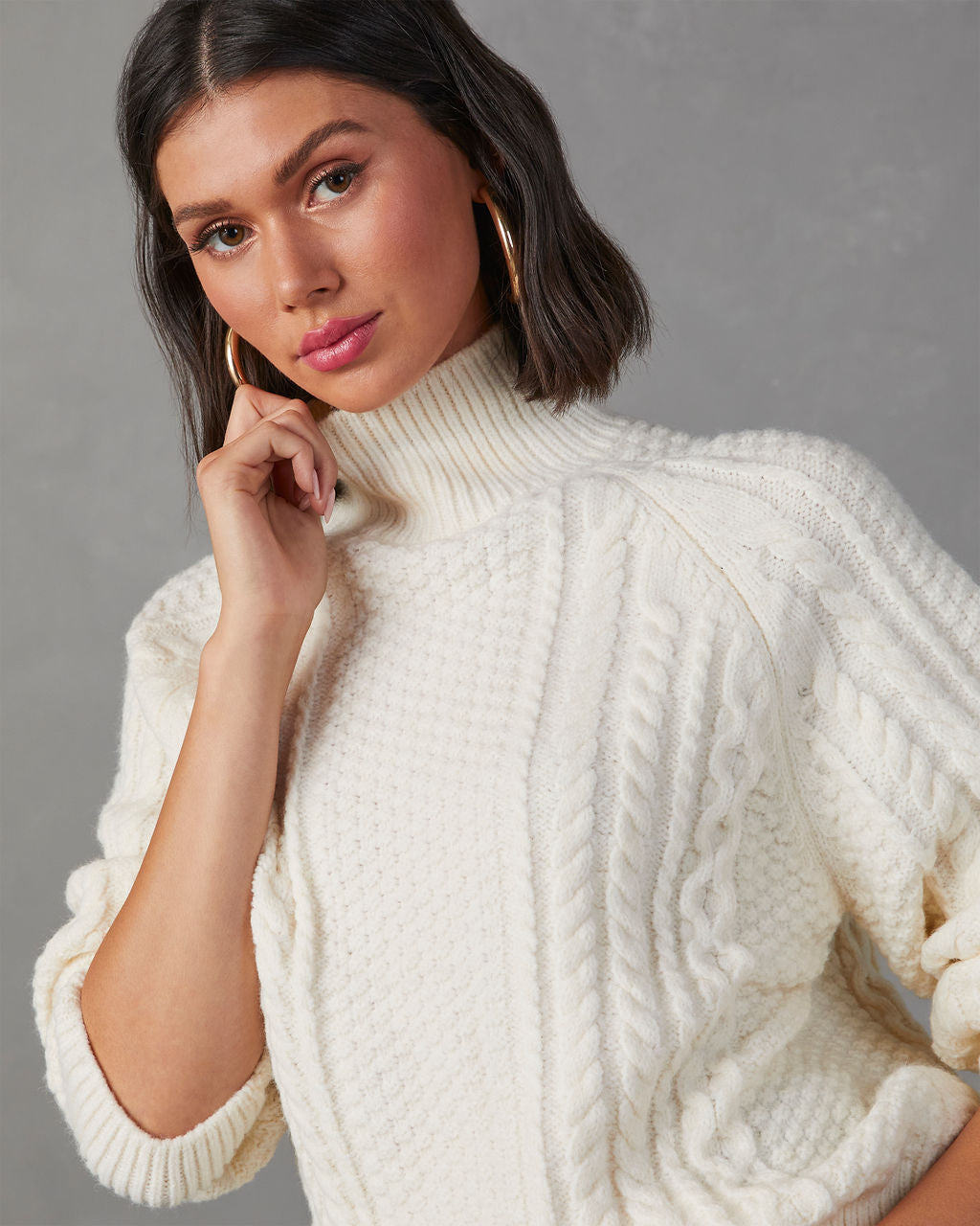 Palvin Cable Knit Turtleneck Sweater – VICI