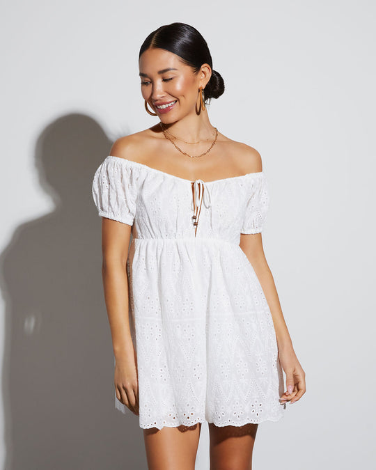 Eyelet Cut Out Romper White