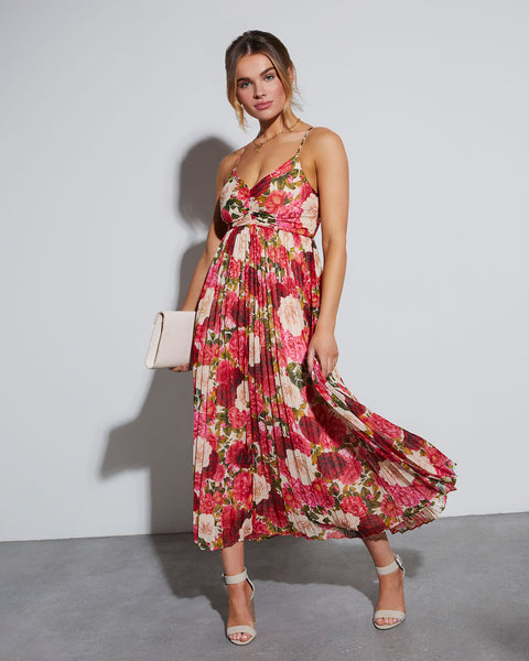 Naomie Floral Pleated Maxi Dress – VICI