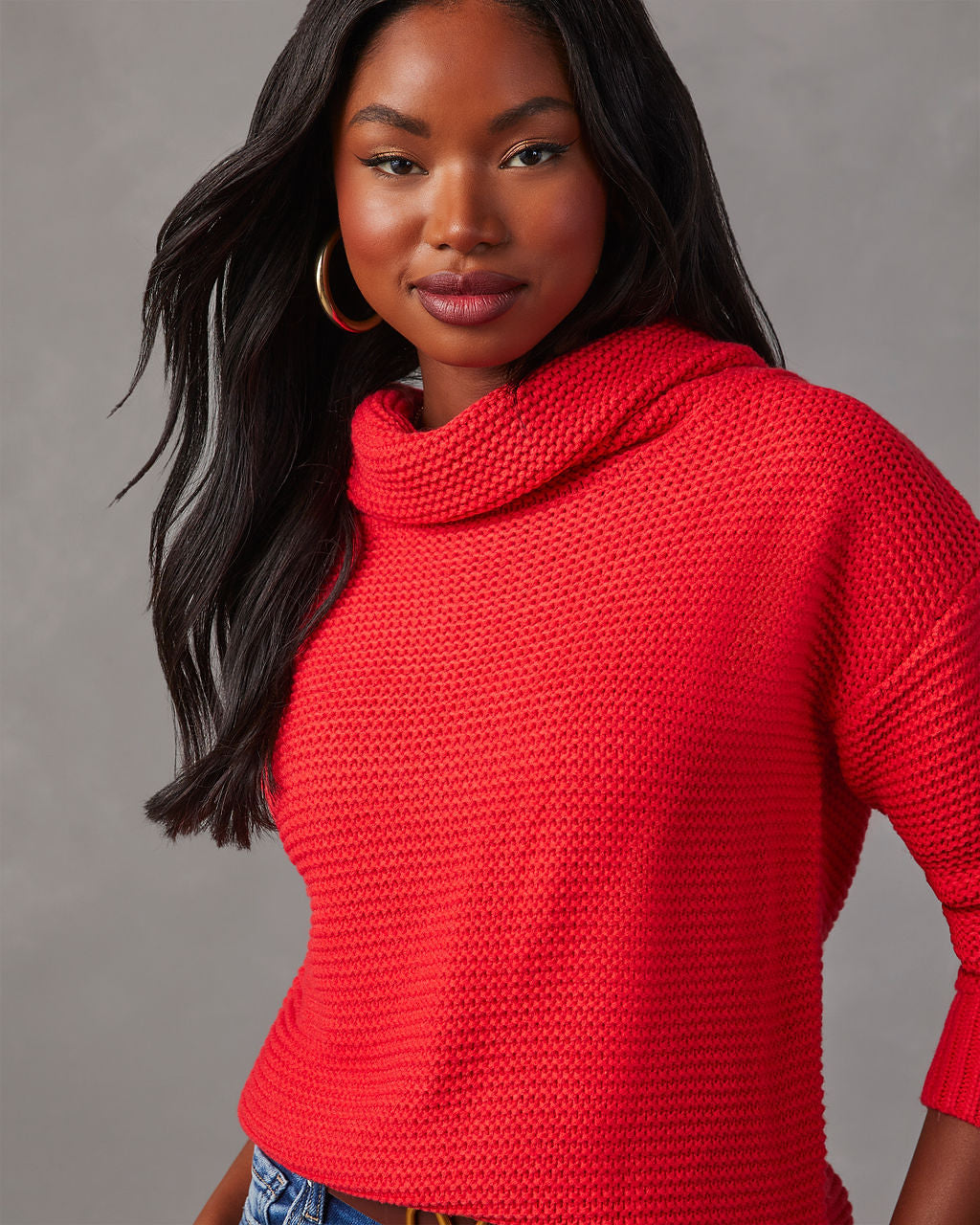 Chunky knit zipped trucker-neck sweater - Denise