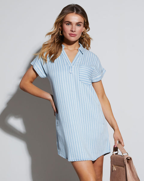 Aspire Striped Mini Shirt Dress – VICI