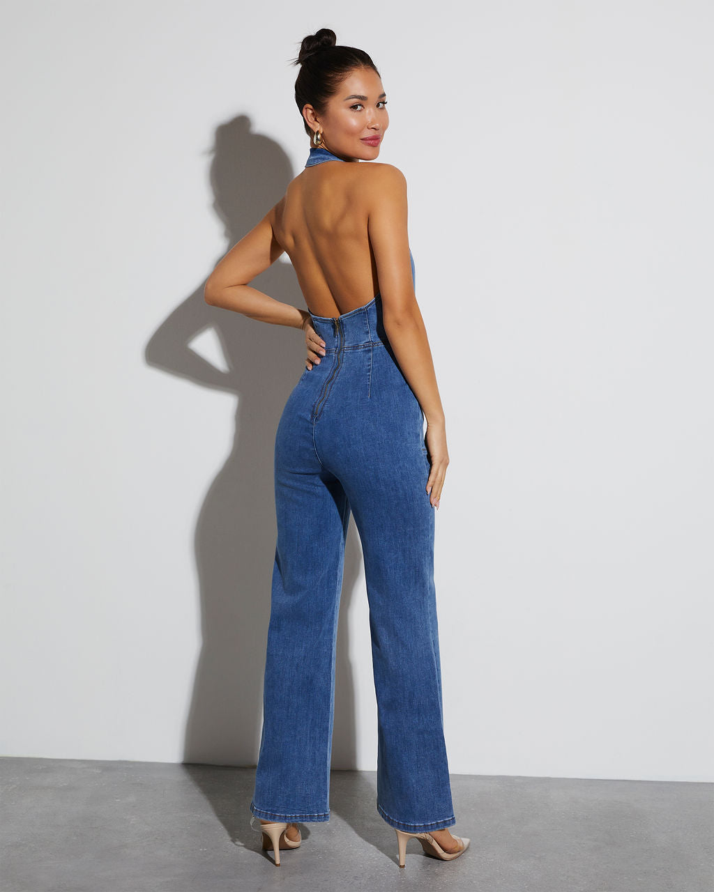 Ali Halter Denim Jumpsuit – VICI