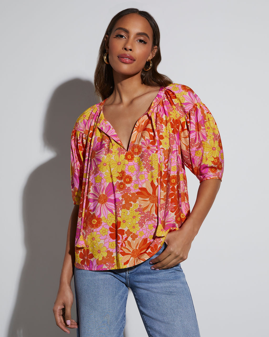 Tropical Escape Floral Short Sleeve Blouse – VICI