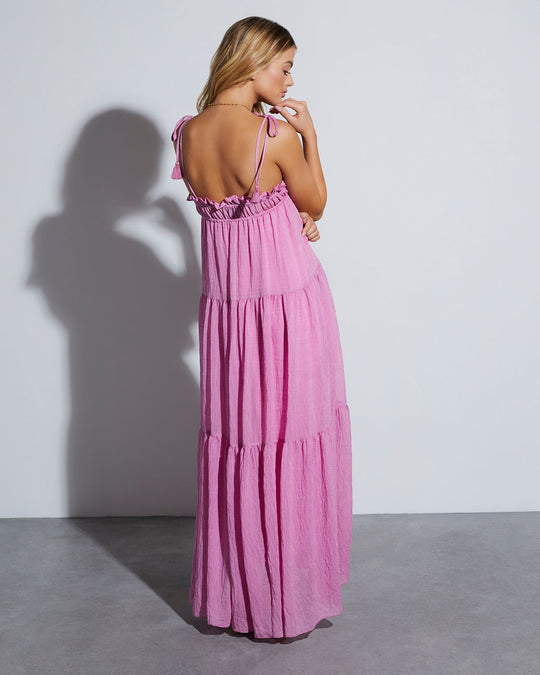 Pink % Shayna Flowy Tiered Maxi Dress-4