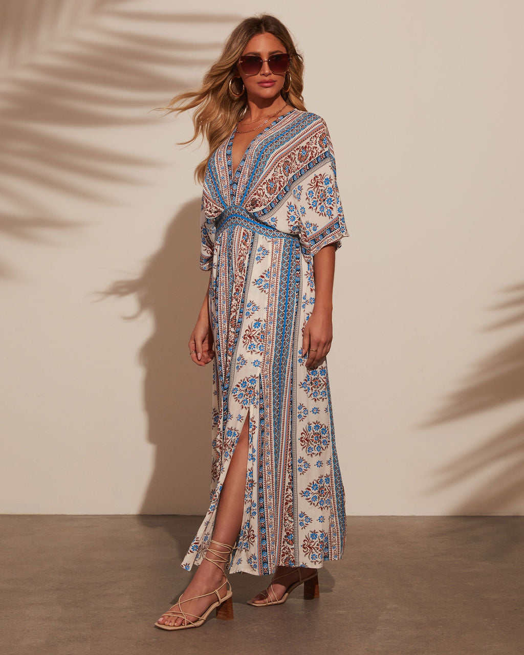 By The Shore Kimono Sleeve Empire Maxi Dress – VICI