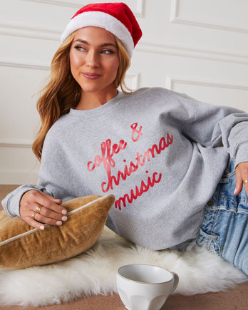 Coffee & Christmas Music Cotton Blend Sweatshirt