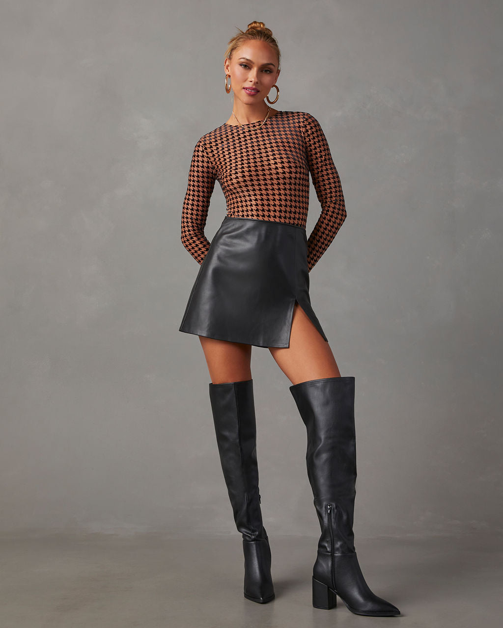 Leather look over the 2025 knee boots