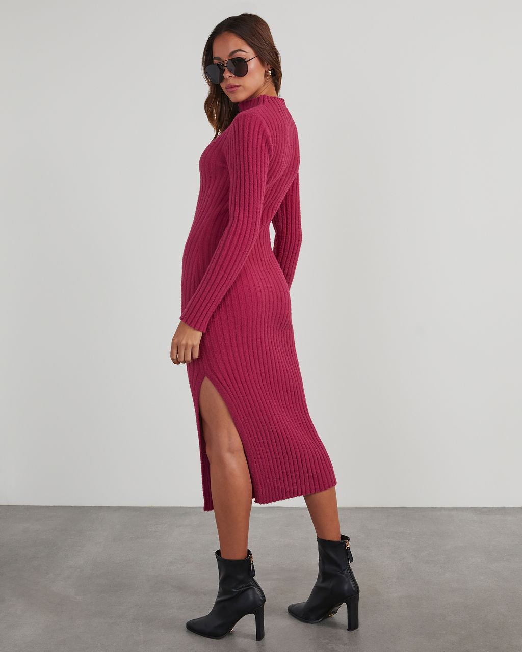 Lidia Ribbed Midi Sweater Dress – VICI