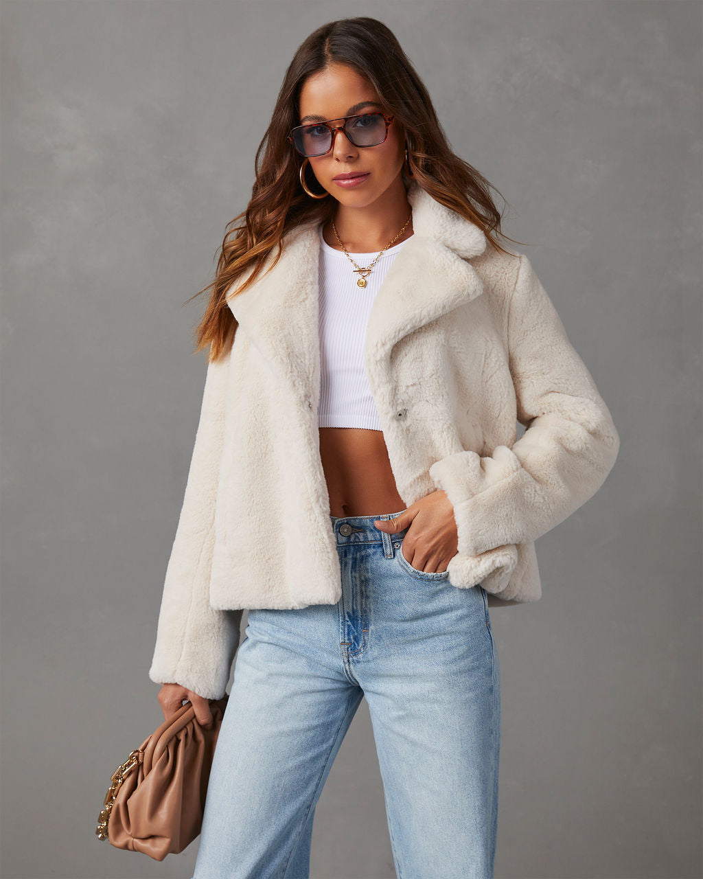 Knock Out Faux Fur Jacket - Chocolate - Chocolate / S