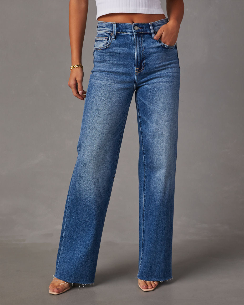 VICI Status High Rise Straight Jeans - Medium Wash