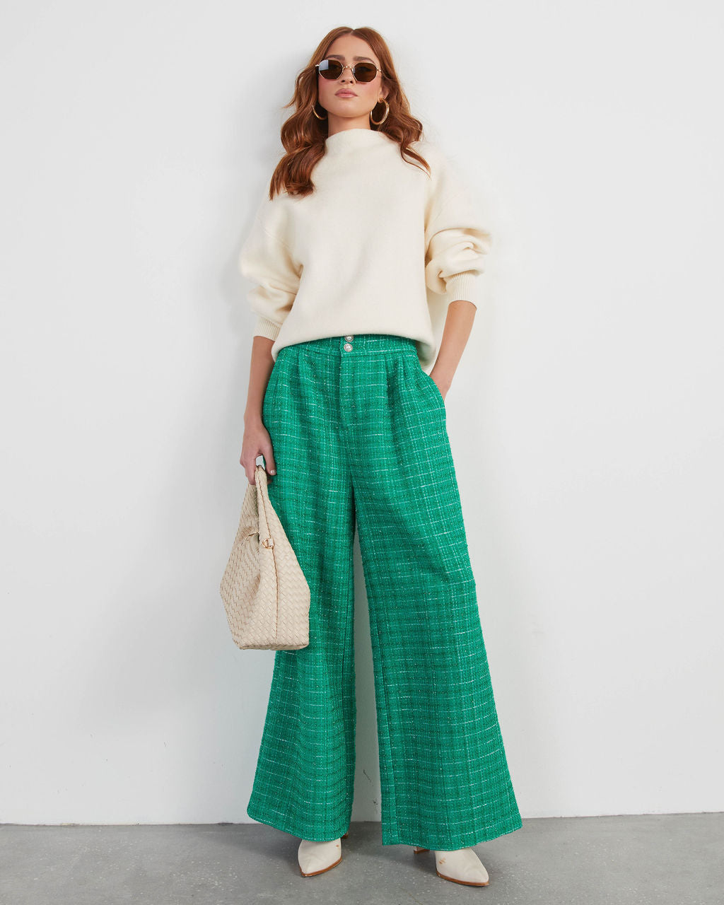 Tweed wide leg outlet trousers