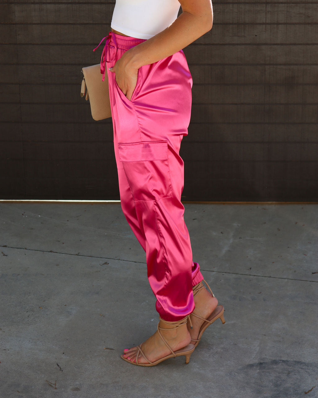 Athena Satin Cargo Pants - Pink curated on LTK