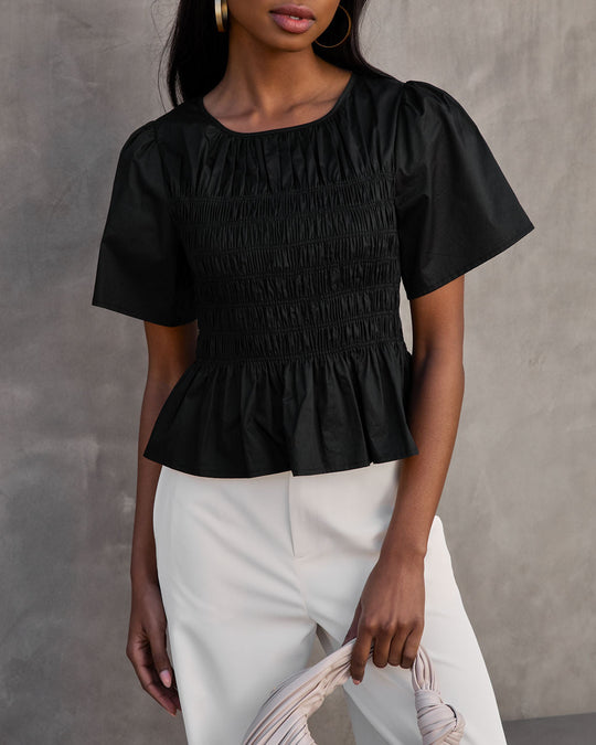 Madison Cotton Smocked Peplum Top – VICI