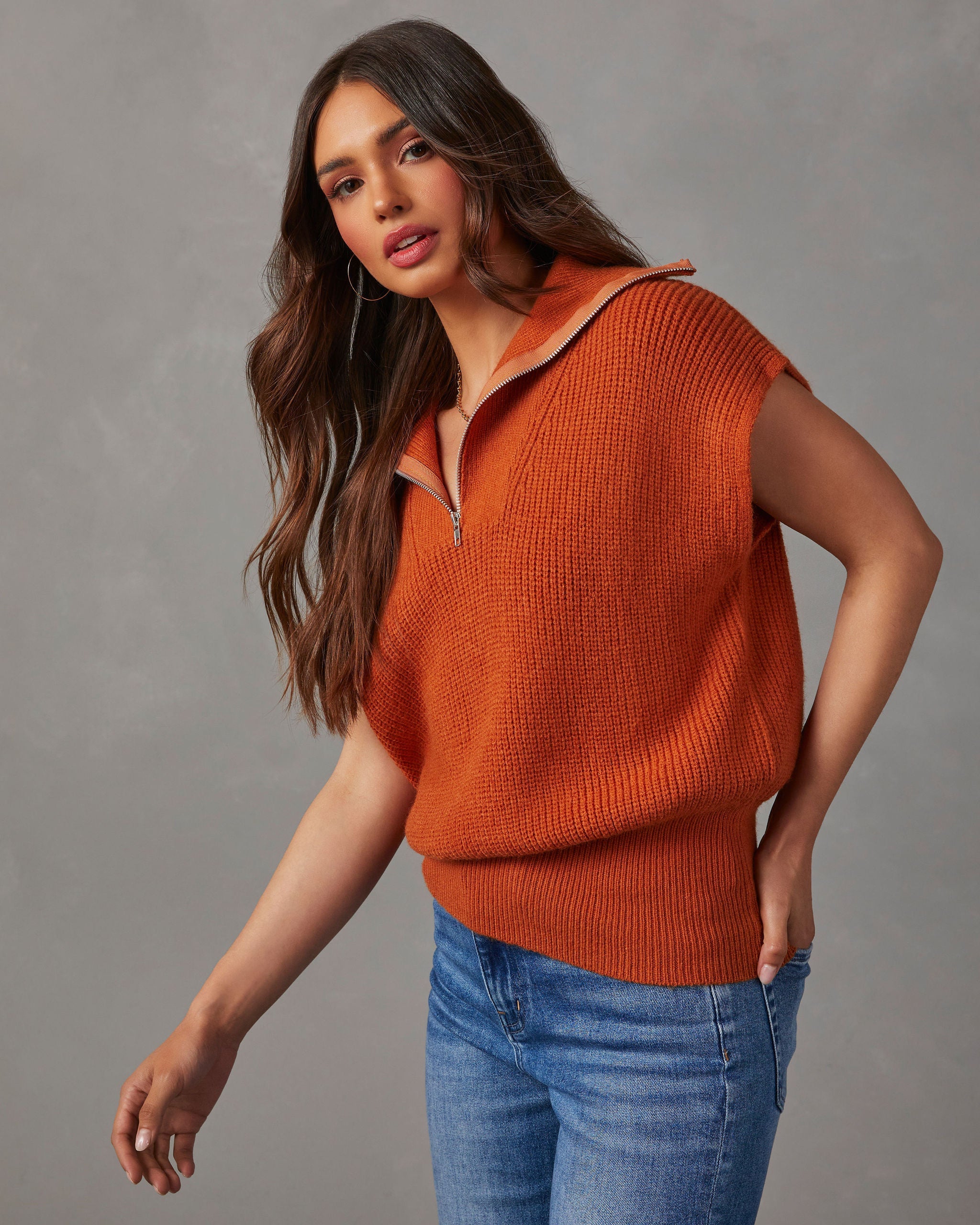 Valensi Half Zip Sleeveless Sweater – VICI