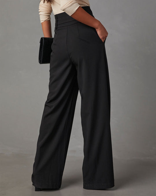 Pleated waistband belted wide-leg pant, Icône